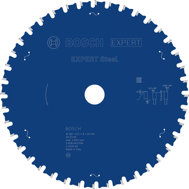 Bosch EXPERT Steel Cirkelsågklinga 190x2/1,6x20mm 40T