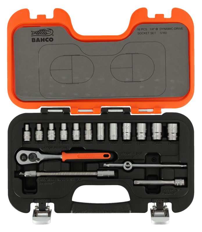 Bahco S160 Hylsnyckelsats 1/4" 16 delar