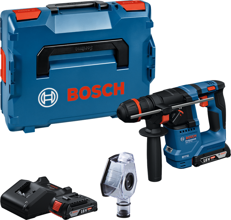Bosch GBH 18V-18 X Borrhammare 18V m. Dammutsug (2x2,0Ah)