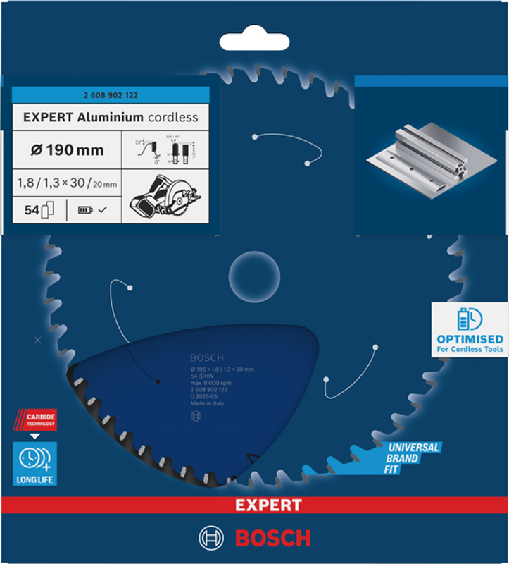 Bosch EXPERT Aluminium Cirkelsågklinga 190x1,8/1,3x30mm 54T