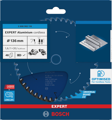Bosch EXPERT Aluminium Cirkelsågklinga, 136x1,6/1x20mm 48T