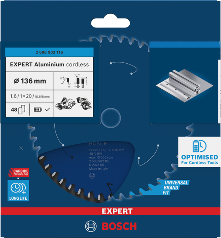 Bosch EXPERT Aluminium Cirkelsågklinga, 136x1,6/1x20mm 48T