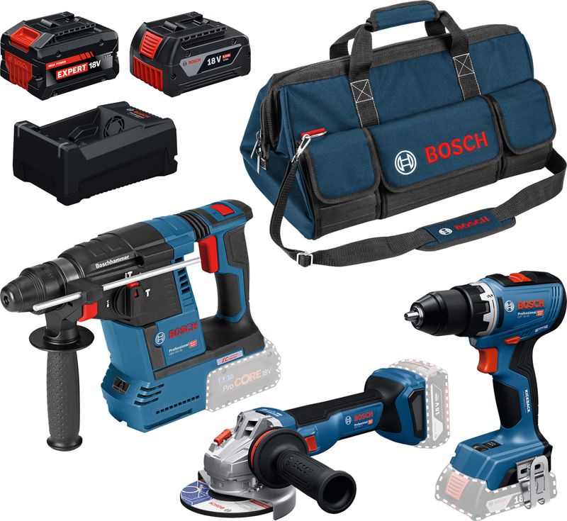 Bosch (GSR/GWS/GBH) Verktygspaket 18V (1x5,0Ah 1x5,5Ah)