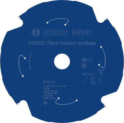 Bosch EXPERT Fibre Cement Cirkelsågklinga 160x1,8/1,2x20mm 4T