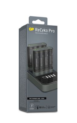 GP ReCyko 2st Hållare med Laddstation inklusive 8st AA 2000mAh Uppladdningsbara Batterier