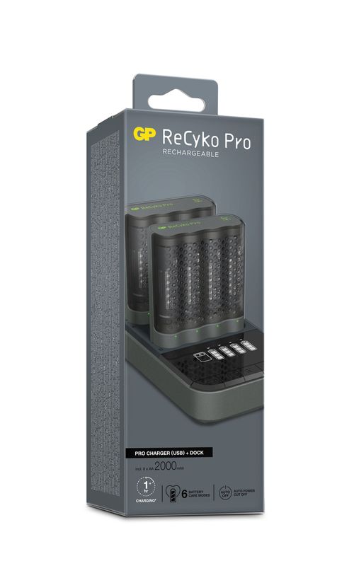 GP ReCyko 2st Hållare med Laddstation inklusive 8st AA 2000mAh Uppladdningsbara Batterier