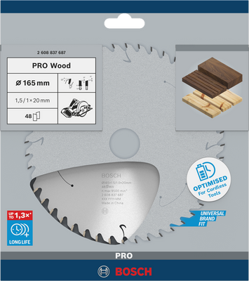 Bosch PRO Wood Cirkelsågklinga 165x1,5x20mm 48T