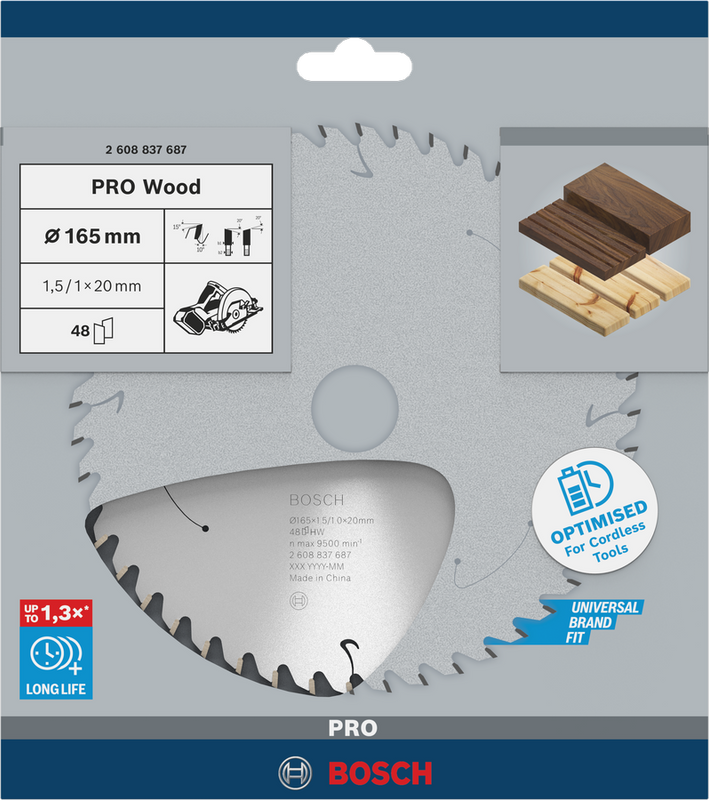 Bosch PRO Wood Cirkelsågklinga 165x1,5x20mm 48T