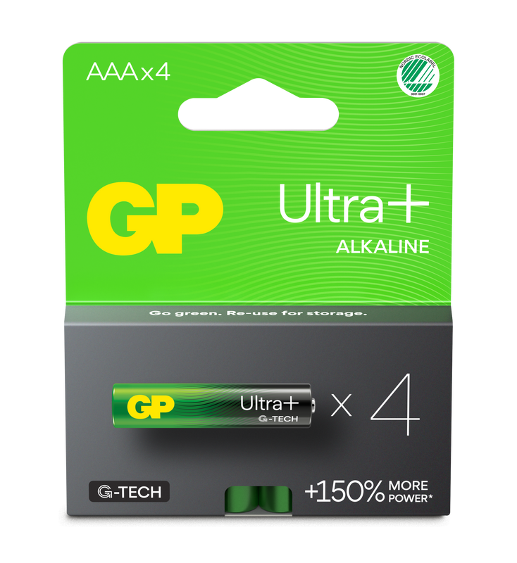 GP Batteries Ultra Plus Alkaline AAA G-TECH 4-pack