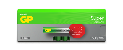 GP Batteries Super Alkaline AAA-Batteri G-TECH 12-pack
