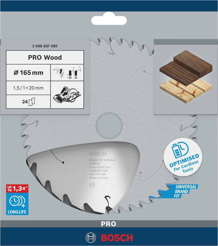 Bosch PRO Wood Cirkelsågklinga 165x1,5x20mm 24T