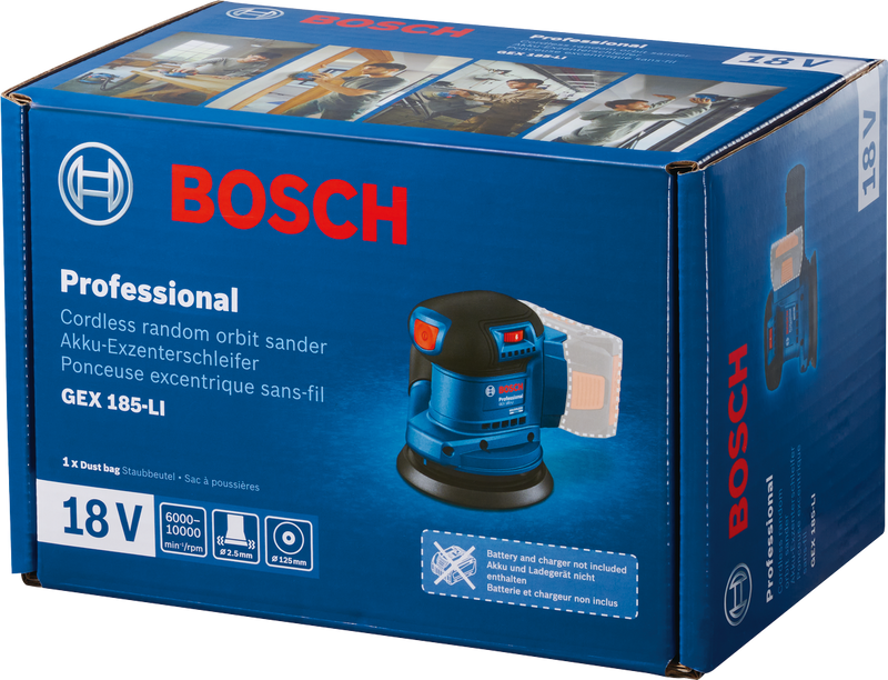 Bosch GEX 18V-LI Excenterslip 125mm 18V