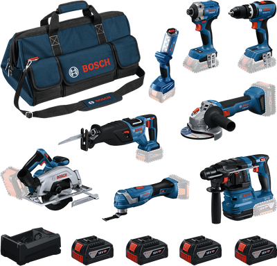 Bosch (GSB/GDR/GBH/GWS/GKS/GSA/GOP/GLI) Verktygspaket 18V (4x5,0Ah)