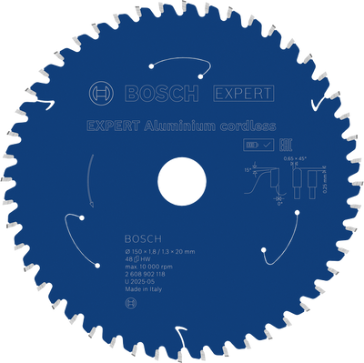 Bosch EXPERT Aluminium Cirkelsågklinga 150x1,8/1,3x20mm 48T