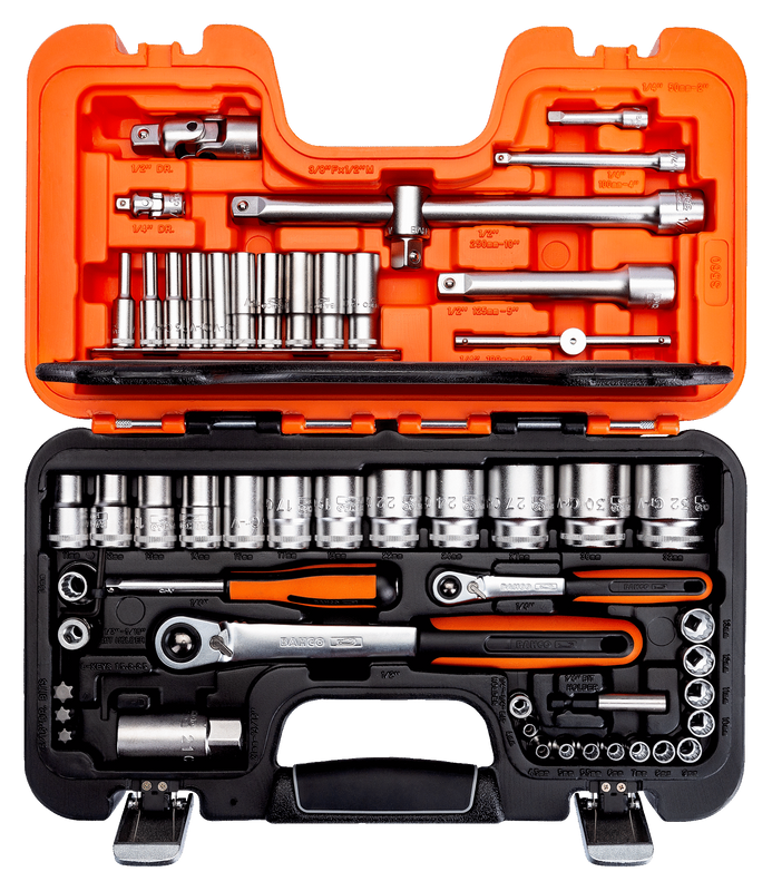 Bahco S560 Hylsnyckelsats 1/4" & 1/2" 56 delar