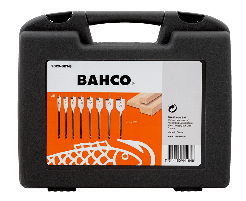Bahco 9629 Flatborrsats 8 delar