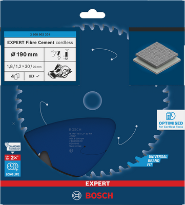 Bosch EXPERT Fibre Cement Cirkelsågklinga 190x1,8/1,2x30mm 4T