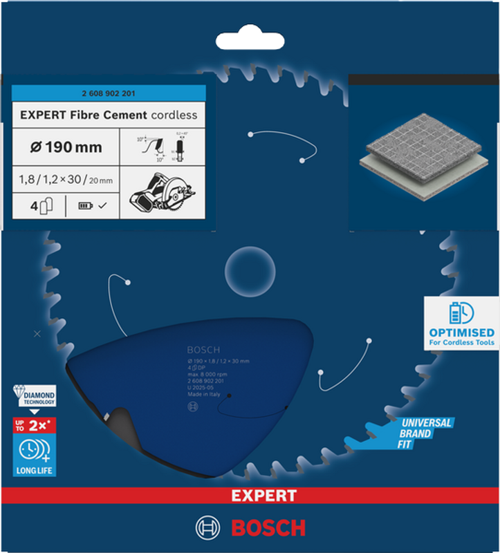 Bosch EXPERT Fibre Cement Cirkelsågklinga 190x1,8/1,2x30mm 4T