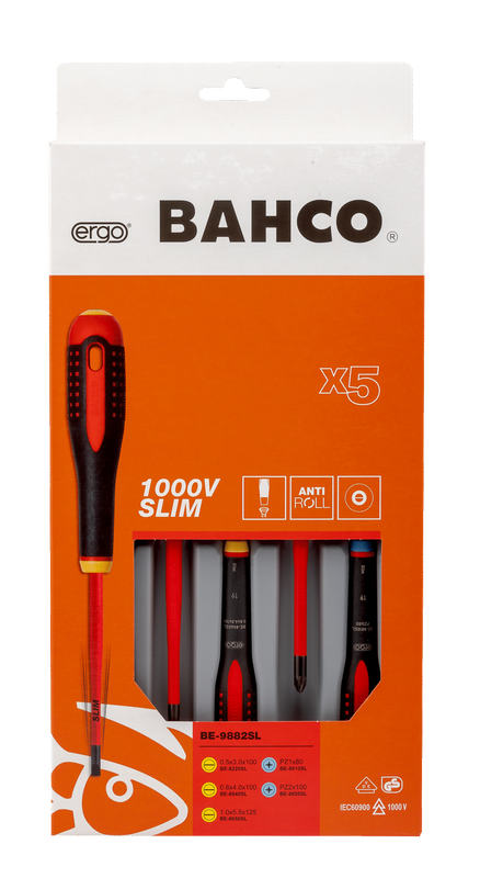 Bahco BE-9882SL Skruvmejselsats Ergo 5 delar 1000V