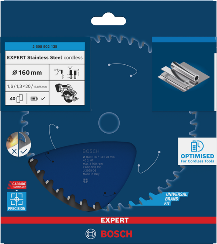 Bosch EXPERT Stainless Steel Cirkelsågklinga 160x1,6/1,3x20mm 40T
