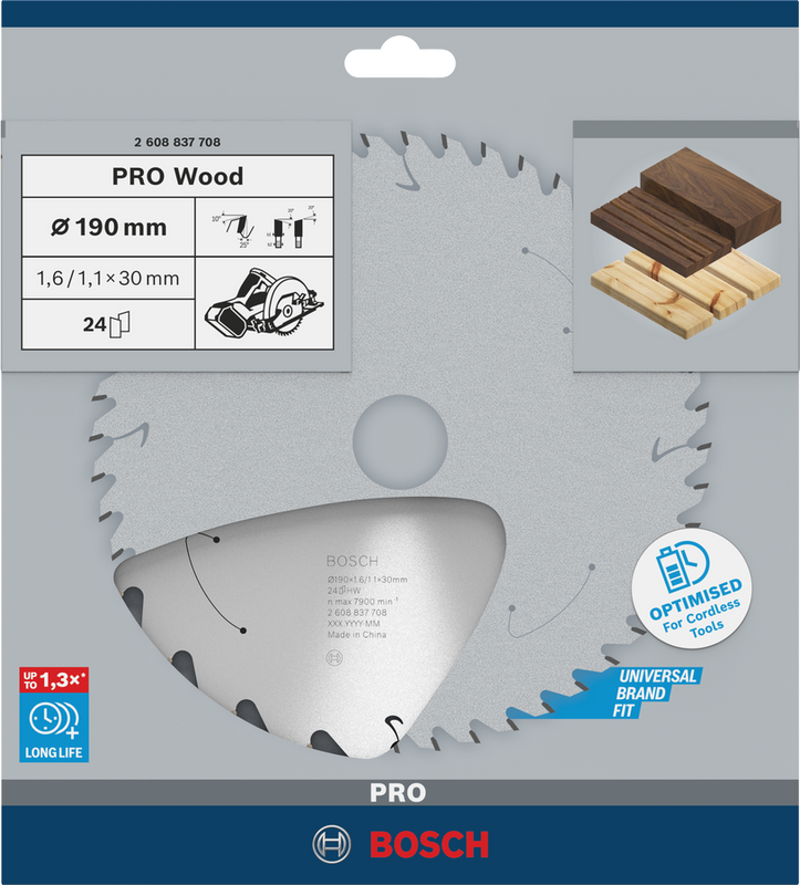 Bosch PRO Wood Cirkelsågklinga 190x1,6x30 mm 24T