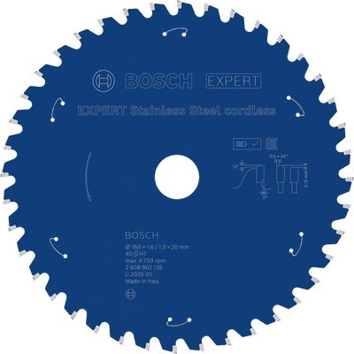 Bosch EXPERT Stainless Steel Cirkelsågklinga 160x1,6/1,3x20mm 40T