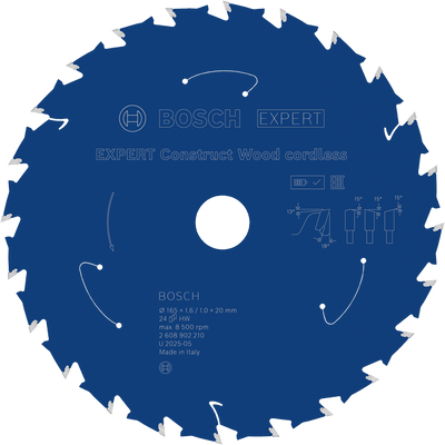 Bosch EXPERT Construct Wood Cirkelsågklinga 165x1,6/1x20mm 24T