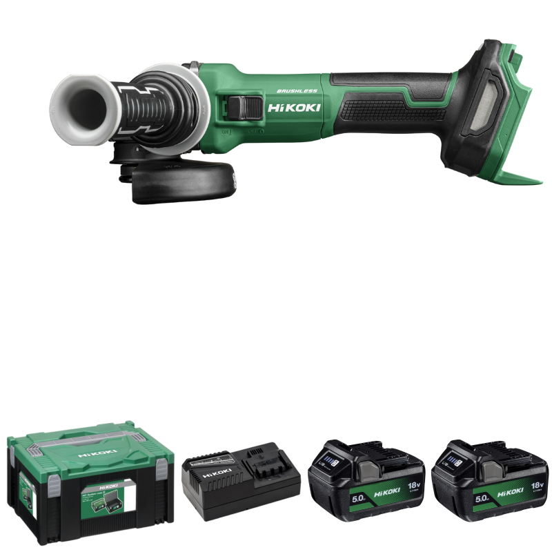 HiKOKI G1813DVE Vinkelslip 125mm 18V (2x5,0Ah)