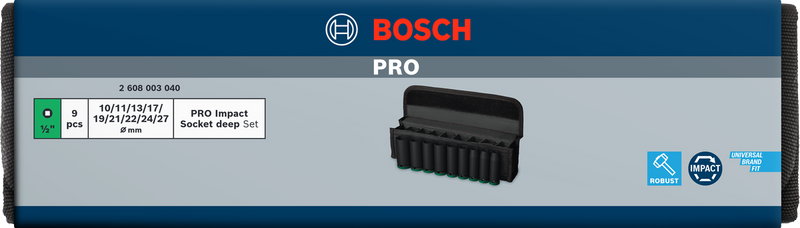 Bosch Krafthylsset 1/2'' 10-27mm 9 delar