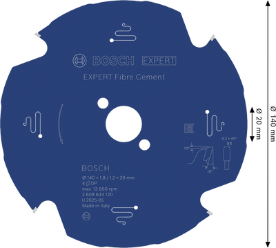 Bosch EXPERT Fibre Cement Cirkelsågklinga 140x1,8/1,2x20mm 4T