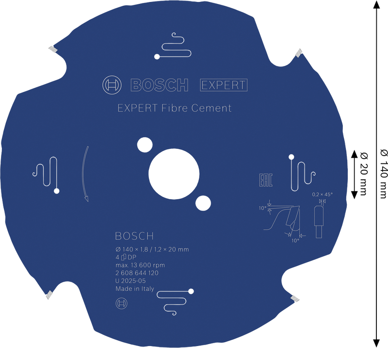 Bosch EXPERT Fibre Cement Cirkelsågklinga 140x1,8/1,2x20mm 4T