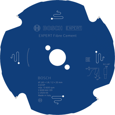 Bosch EXPERT Fibre Cement Cirkelsågklinga 140x1,8/1,2x20mm 4T