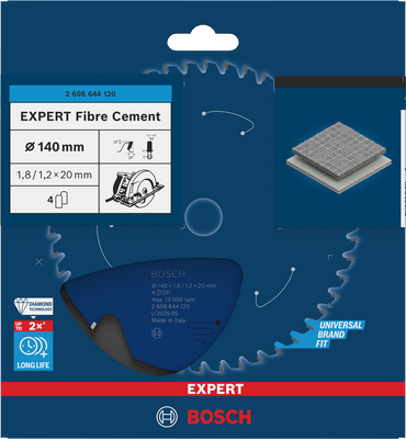 Bosch EXPERT Fibre Cement Cirkelsågklinga 140x1,8/1,2x20mm 4T