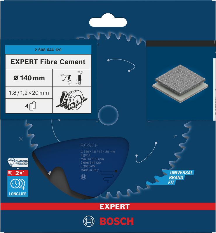 Bosch EXPERT Fibre Cement Cirkelsågklinga 140x1,8/1,2x20mm 4T