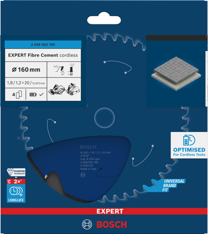 Bosch EXPERT Fibre Cement Cirkelsågklinga 160x1,8/1,2x20mm 4T