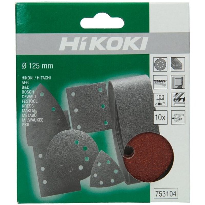 HiKOKI Slippapper 125mm 10-pack