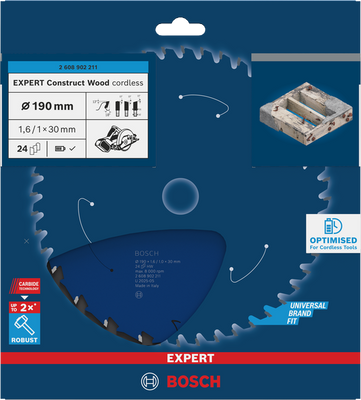 Bosch EXPERT Construct Wood Cirkelsågklinga 190x1,6/1x30mm 24T