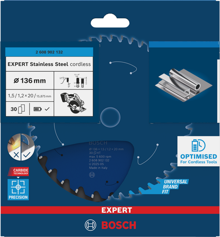 Bosch EXPERT Stainless Steel Cirkelsågklinga 136x1,5/1,2x20mm 30T