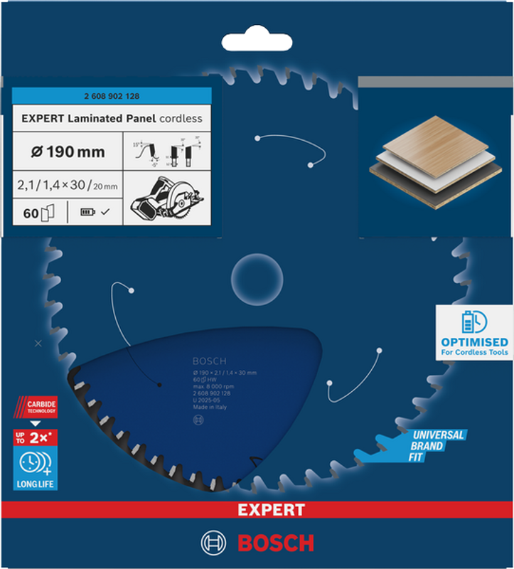 Bosch EXPERT Laminated Panel Cirkelsågklinga 190x2,1/1,4x30mm 60T