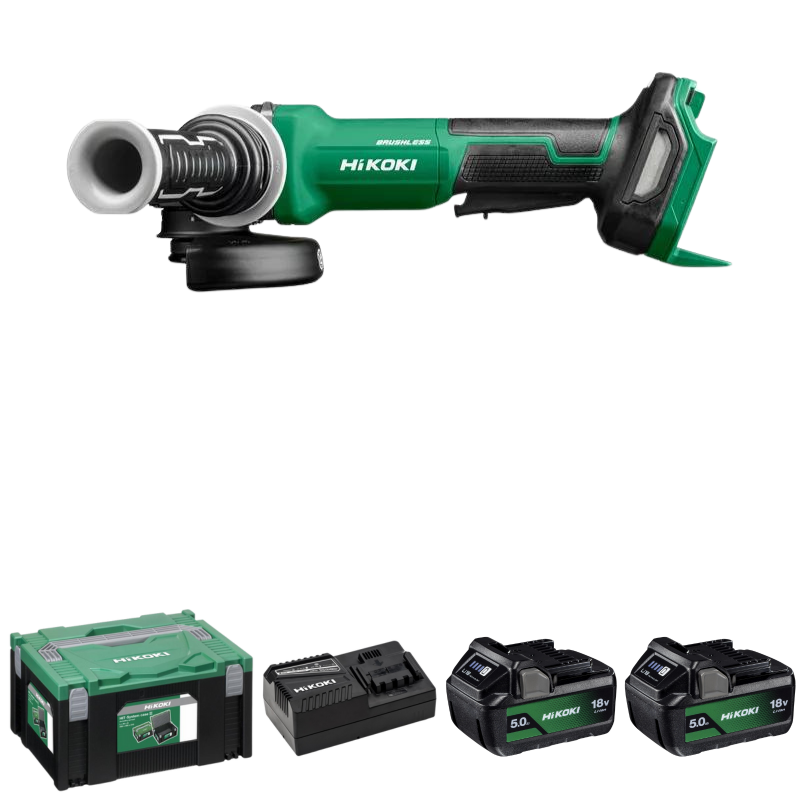 HiKOKI G1813DVF Vinkelslip 125mm 18V (2x5,0Ah)