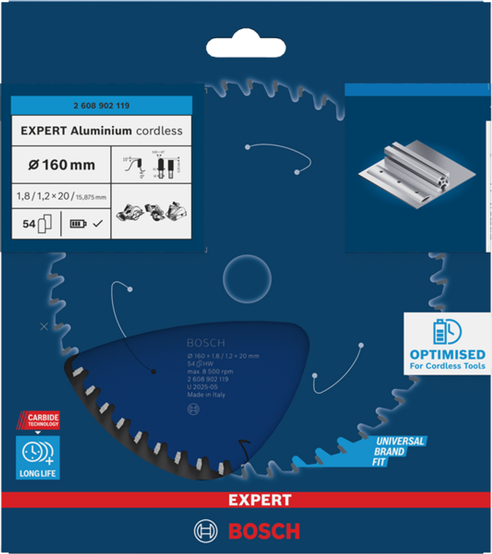 Bosch EXPERT Aluminium Cirkelsågklinga 160x1,8/1,2x20mm 54T