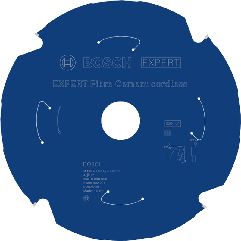 Bosch EXPERT Fibre Cement Cirkelsågklinga 190x1,8/1,2x30mm 4T