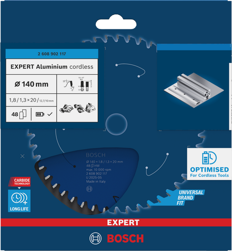 Bosch EXPERT Aluminium Cirkelsågklinga 140x1,8/1,3x20mm 48T