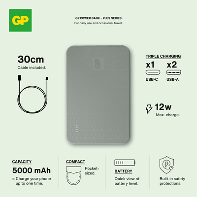 GP Powerbank Plus 5000mAh Grey