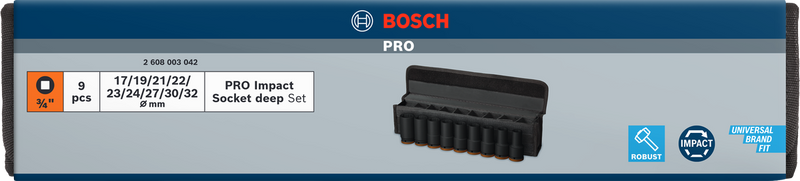 Bosch Krafthylsset 3/4'' 17-32mm 9 delar