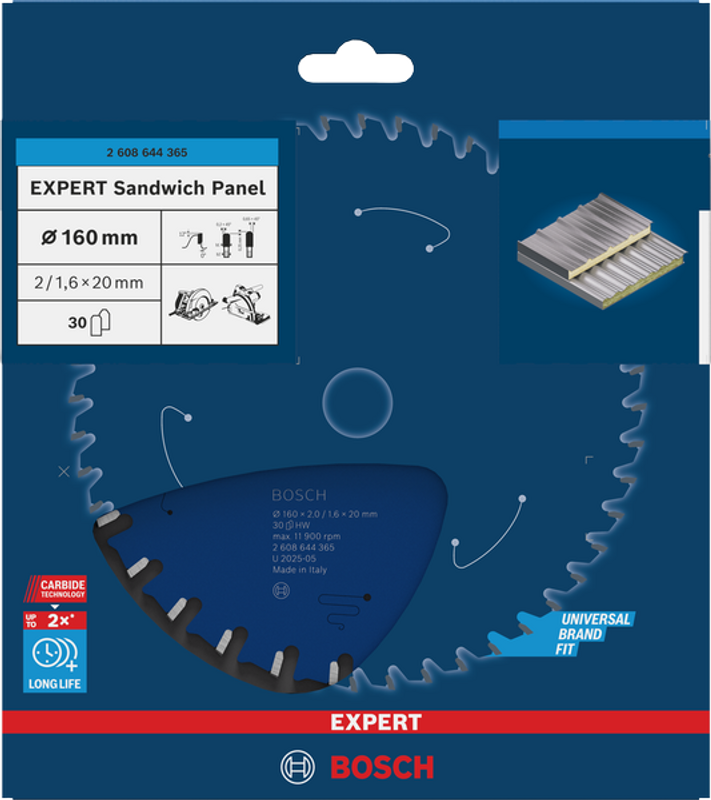 Bosch EXPERT Sandwich Panel Cirkelsågklinga 160x2/1,6x20mm 30T