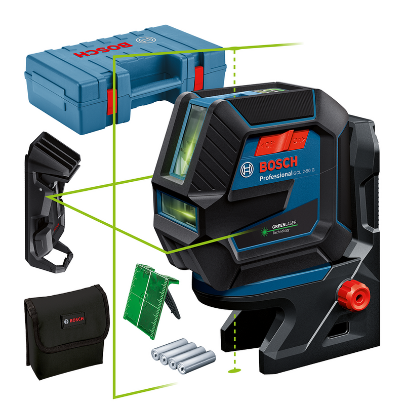 Bosch GCL 2-50 G Krysslaser m. Lodpunkter Grön Inkl Väska
