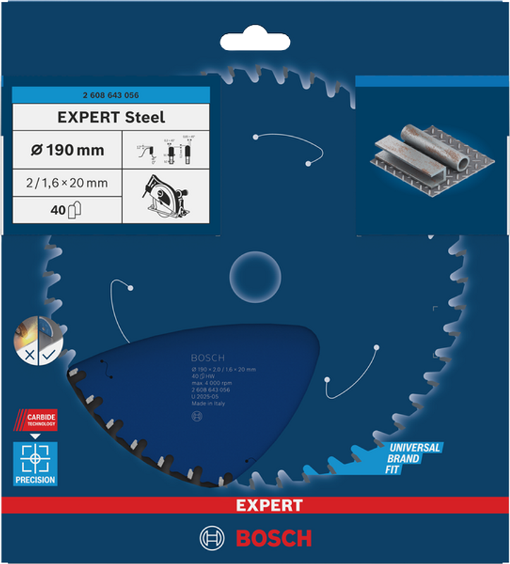 Bosch EXPERT Steel Cirkelsågklinga 190x2/1,6x20mm 40T