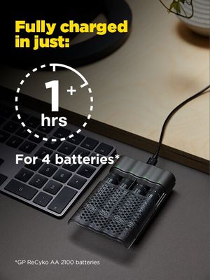 GP ReCyko 2st Hållare med Laddstation inklusive 8st AA 2000mAh Uppladdningsbara Batterier