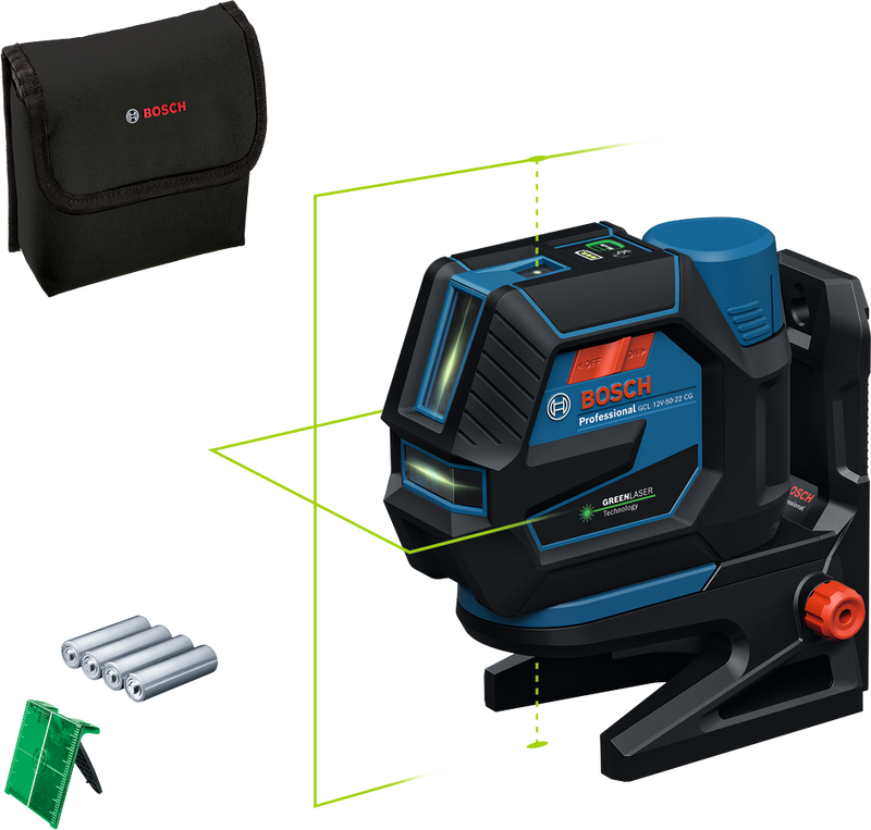 Bosch GCL 12V-50-22 CG Krysslaser m. Lodpunkter Grön 12V